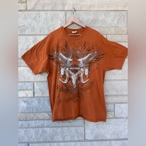 Men’s Orange Harley Davidson Shirt Affliction Style Sturgis Size 2X